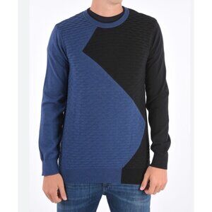 Armani Exchange Mens Cotton Sweater 80s Inspired Cosby Sz XL Navy Black